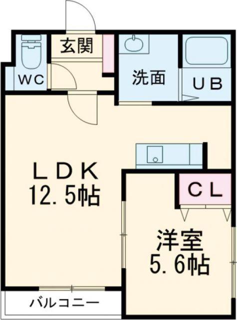 グルーヴコート桔梗(1LDK/2階)の間取り写真