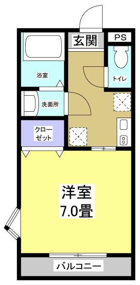 カモミール(1K/2階)の間取り写真
