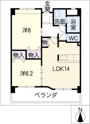 MILKY WAY COURT(2LDK/3階)の間取り写真