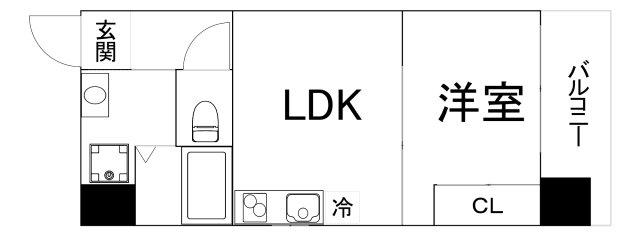 アクアスイート南森町(1DK/4階)の間取り写真