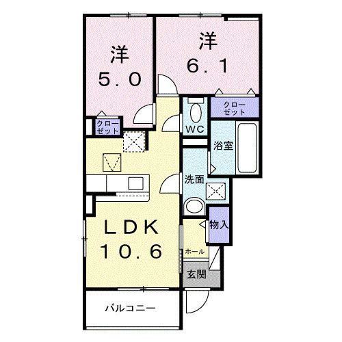 ディア ベルジュ(2LDK/1階)の間取り写真