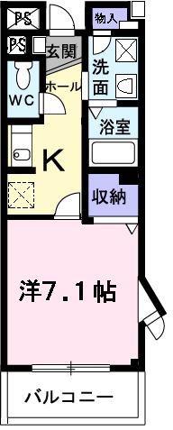 エスポワール秋川(1K/3階)の間取り写真