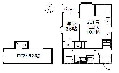 S1マリナ通(1LDK/2階)の間取り写真