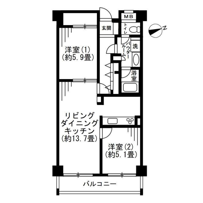 SOCIETY GALLERIA(2LDK/4階)の間取り写真