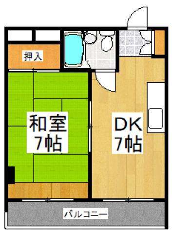 ヘリオス天神町レジデンス(1DK/2階)の間取り写真