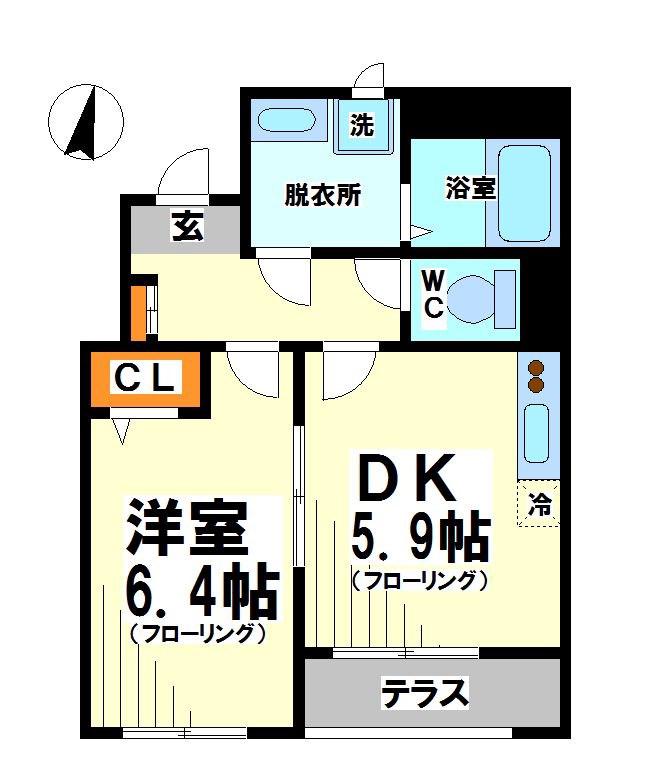 パークテラス・つつじヶ丘(1DK/1階)の間取り写真