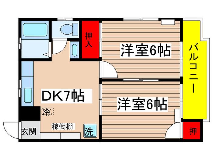 メゾン桃花源(2DK/3階)の間取り写真