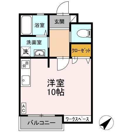 クリスタル甲府丸の内(ワンルーム/3階)の間取り写真