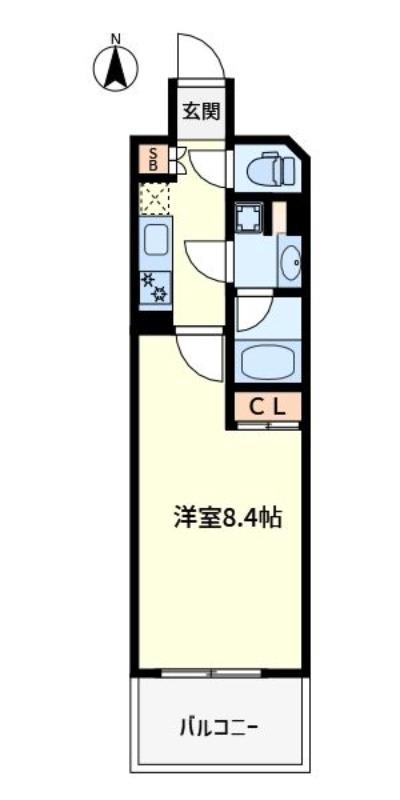 アスヴェル東本町II(1K/9階)の間取り写真