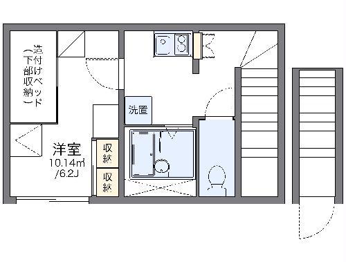 レオパレス渡II(1K/2階)の間取り写真
