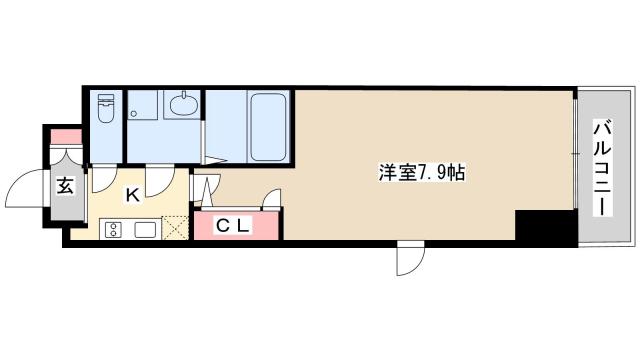 エスリード三宮旭通(1K/14階)の間取り写真