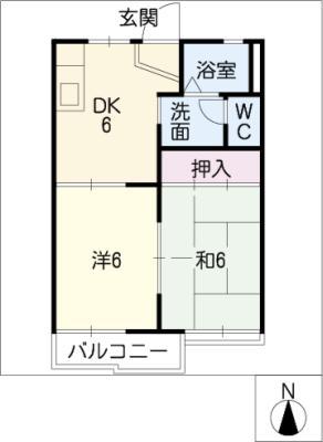 カーサ91(2DK/1階)の間取り写真