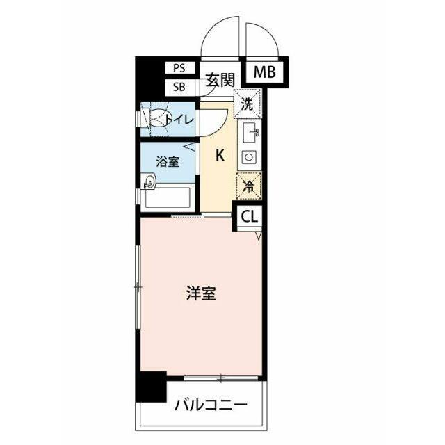 ロワール島津山南(1K/7階)の間取り写真