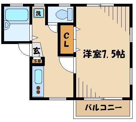 ルネ新所沢(1K/3階)の間取り写真