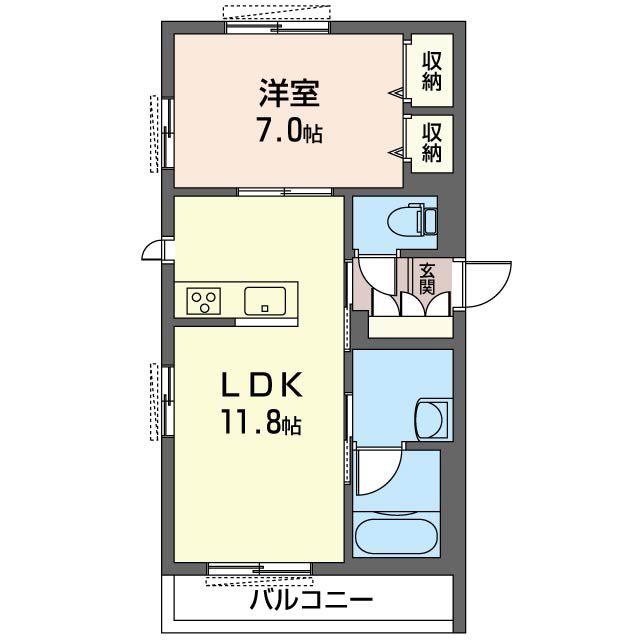 CASA REGIO(1LDK/2階)の間取り写真