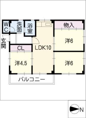 ハイツ広井(3LDK/1階)の間取り写真