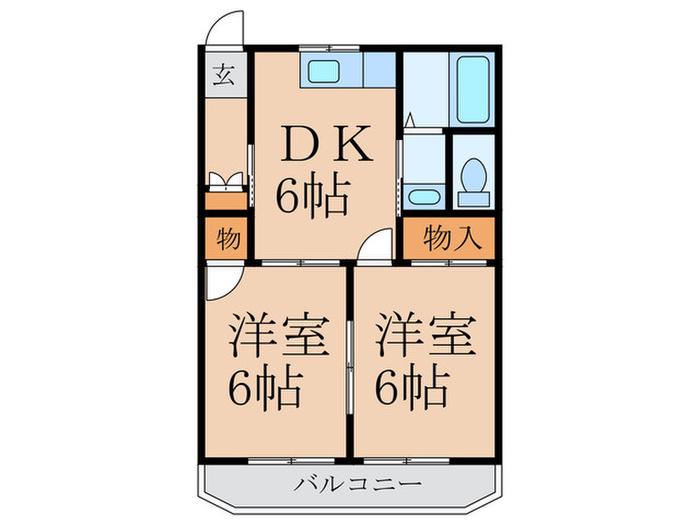 メゾンドフレール(2DK/2階)の間取り写真