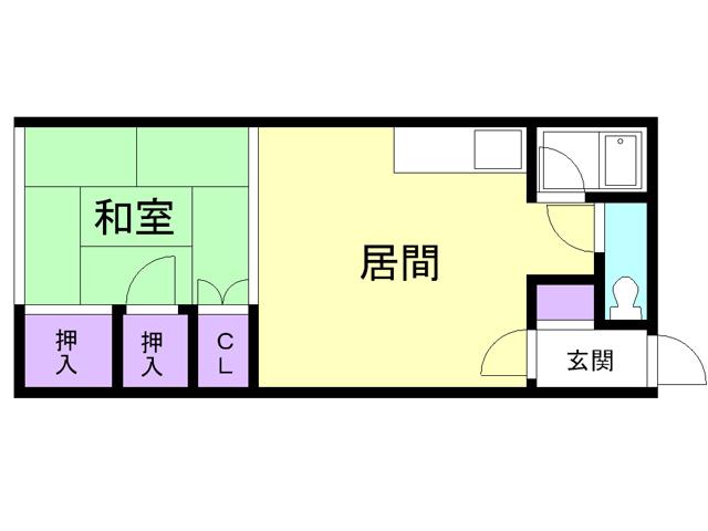 川浪荘(1DK/2階)の間取り写真