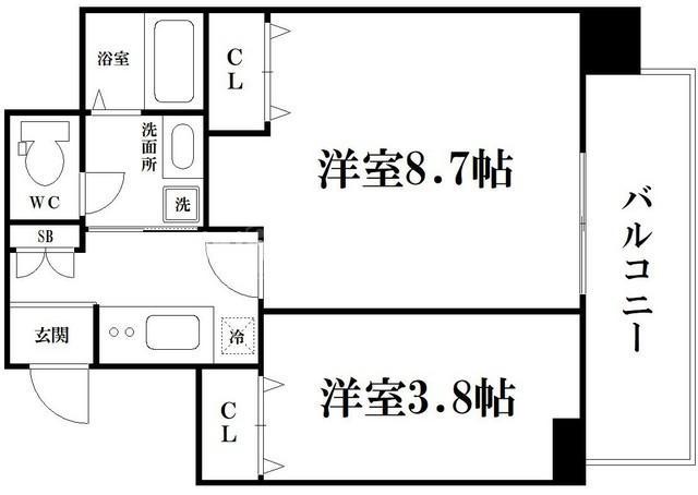 ヴィラ・セレーノ玉造本町(2K/8階)の間取り写真