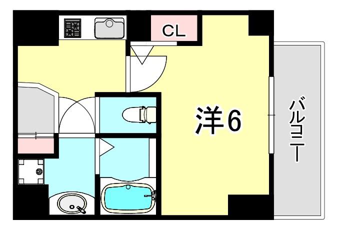 神戸国香通FUTUR(1K/11階)の間取り写真