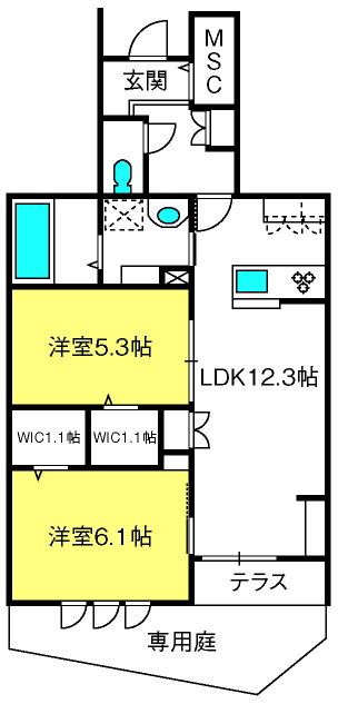 LE NOA(2LDK/1階)の間取り写真