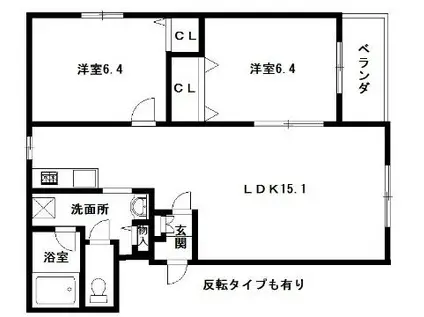 ピュアライフ太子堂(2LDK/2階)の間取り写真