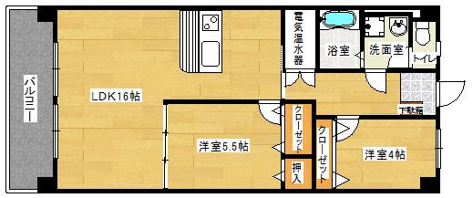 第2平野ビル(2LDK/4階)の間取り写真