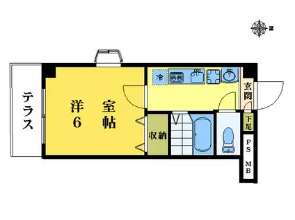 オアシスコート・M(1K/1階)の間取り写真