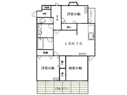 オークテラス(3LDK/6階)の間取り写真