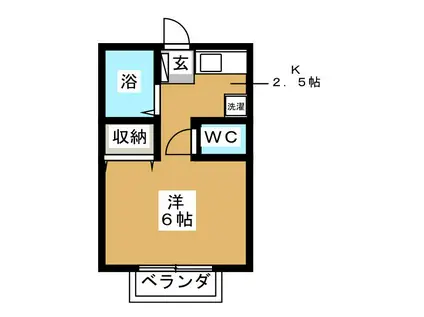 サニーサイド六浦(ワンルーム/2階)の間取り写真