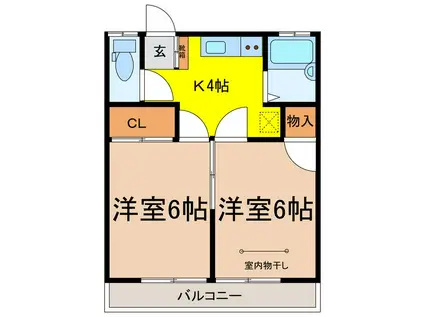 山田アパートA(2K/2階)の間取り写真