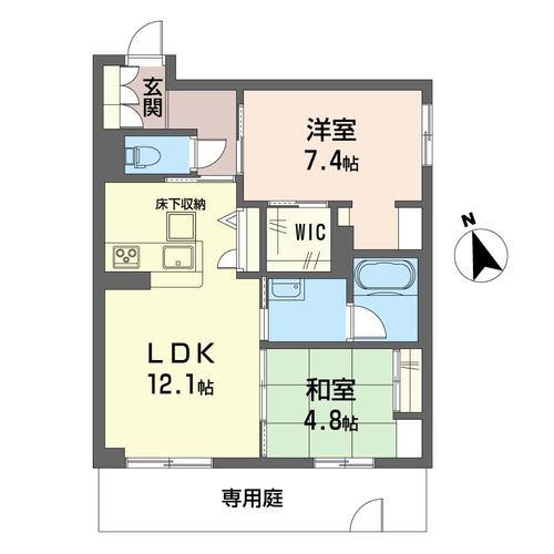 ロイヤルレジデンス(2LDK/1階)の間取り写真