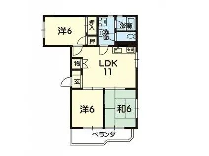 ガーデンコーポ尾ノ上(3LDK/3階)の間取り写真