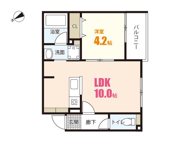 LUQRAS可部A(1LDK/1階)の間取り写真