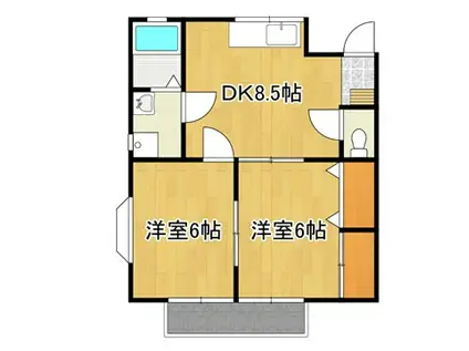 リーブル A棟(2DK/1階)の間取り写真