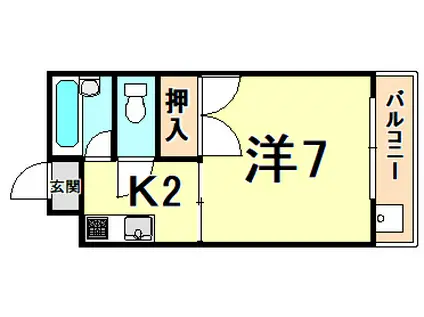 仲前ハイツA2(1K/2階)の間取り写真