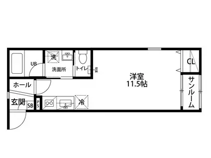 シュエットブラン寺尾(ワンルーム/2階)の間取り写真