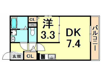 フジテラス甲東園(1LDK/2階)の間取り写真