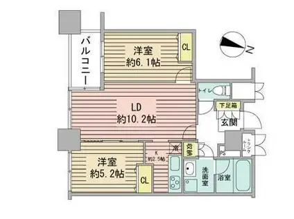 ラフィネタワー札幌南3条(2LDK/20階)の間取り写真