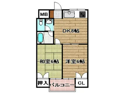 ハムロハイツ杉田B棟(2DK/1階)の間取り写真
