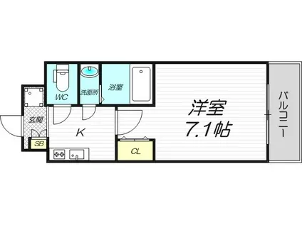 ウインズコート新大阪II(1K/3階)の間取り写真
