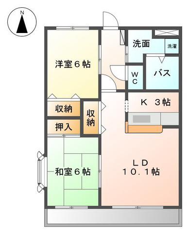 クオリティ高野(2LDK/1階)の間取り写真