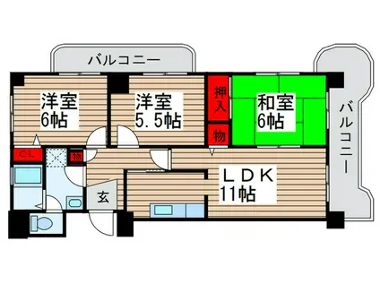 フローラル松戸(3LDK/7階)の間取り写真