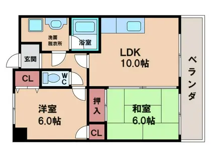 第六飛龍ハイツ(2LDK/5階)の間取り写真