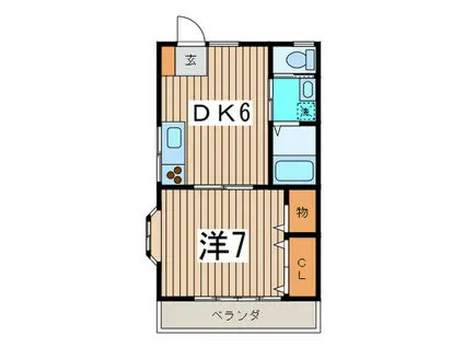 グランキュート鎌倉(1DK/2階)の間取り写真