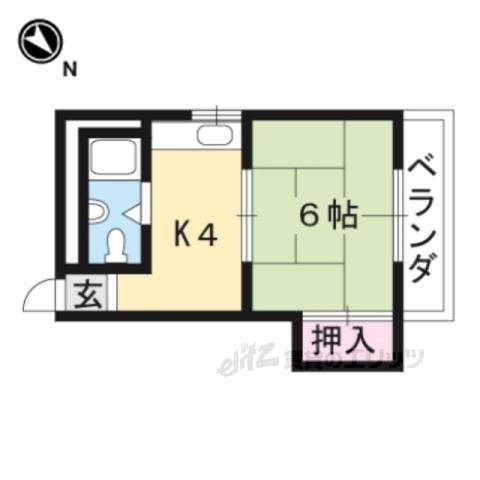STABLE勧修寺(1K/2階)の間取り写真