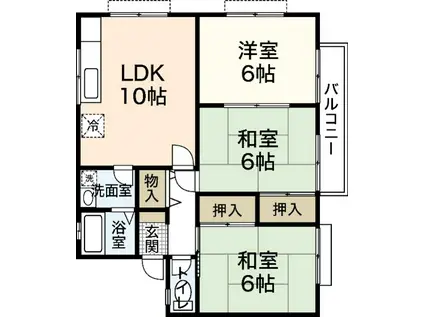 コーポラス道関B(3LDK/1階)の間取り写真