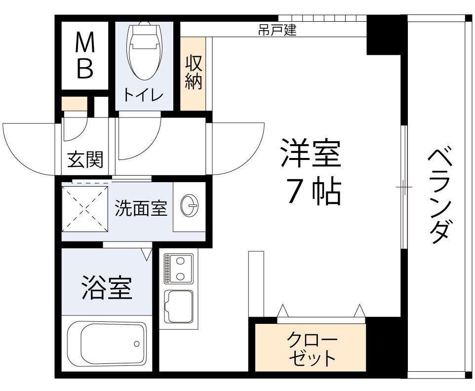 ベルエアー(1K/5階)の間取り写真