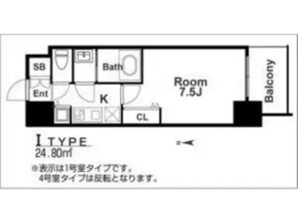 ウォークフォレスト御幸町(1K/2階)の間取り写真