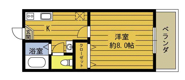 アミュゼ5(1K/1階)の間取り写真